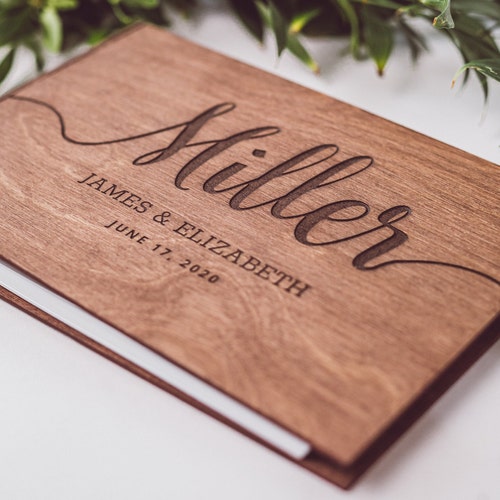 Rustic Personalized Wedding Guest Book – Laser Engraved Keepsake