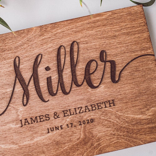 Rustic Personalized Wedding Guest Book – Laser Engraved Keepsake