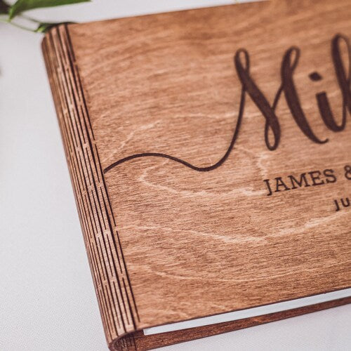Rustic Personalized Wedding Guest Book – Laser Engraved Keepsake