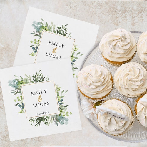 Greenery Wedding Personalized Napkins