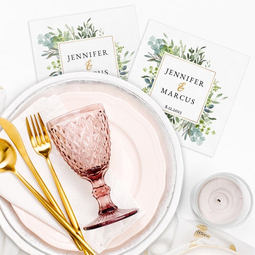 Greenery Wedding Personalized Napkins