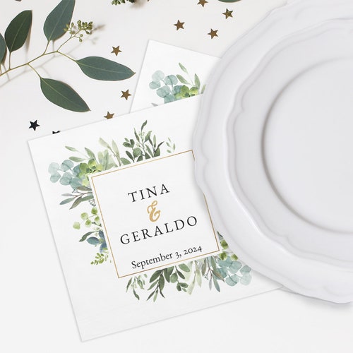 Greenery Wedding Personalized Napkins