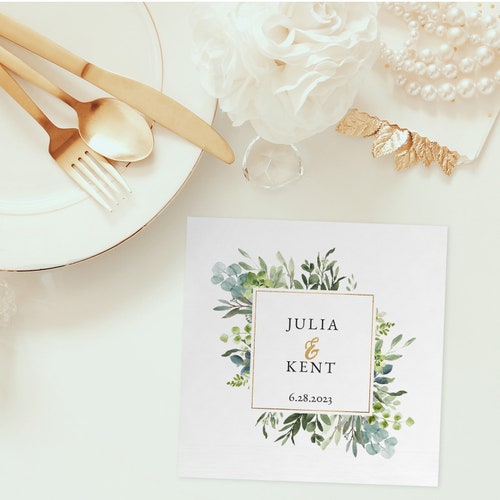 Greenery Wedding Personalized Napkins