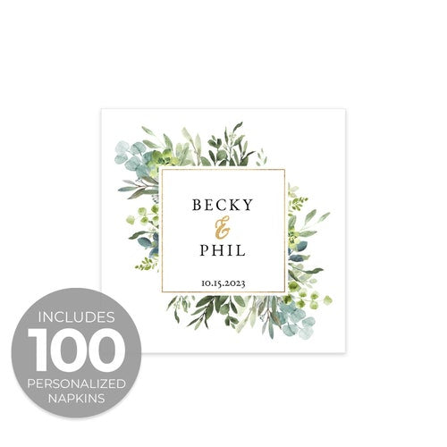 Greenery Wedding Personalized Napkins