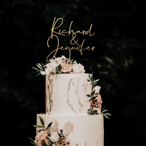 Personalized Wedding Cake Topper – Custom Names or Mr. & Mrs. Design