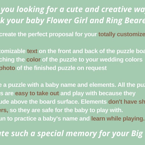 Personalized Ring Bearer Proposal Gift - "Will You Be Our Ring Security?" Wooden Puzzle