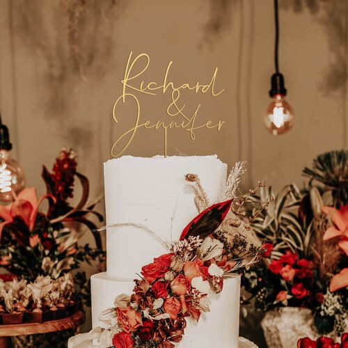 Personalized Wedding Cake Topper – Custom Names or Mr. & Mrs. Design