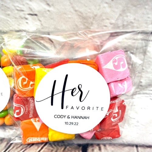 40 Personalized "His & Her" Wedding Stickers with Self-Sealing Bags