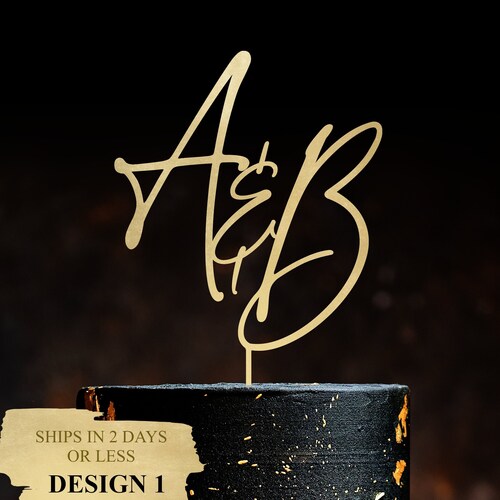 Personalized Letter Wedding Cake Toppers – Custom Initials, Wooden or Gold Acrylic Cake Decoration