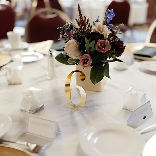 Mirror Gold Acrylic Wedding Table Numbers – Customizable Laser Cut