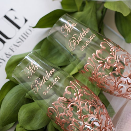 Gold Champagne Flutes and Cake Server Set – Personalized Wedding Gift