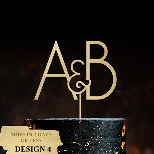 Personalized Letter Wedding Cake Toppers – Custom Initials, Wooden or Gold Acrylic Cake Decoration