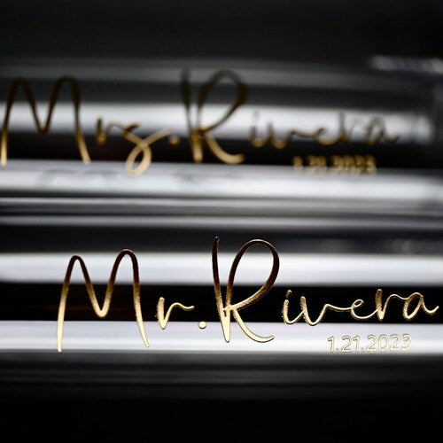 Personalized Modern Champagne Flutes with Gift Box