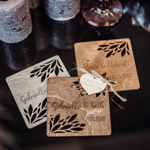 Custom Wooden Wedding Coasters – Personalized Favors for Guests