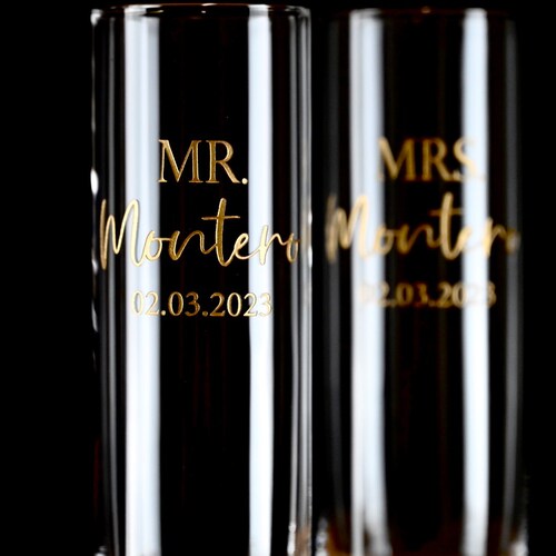 Personalized Modern Champagne Flutes with Gift Box