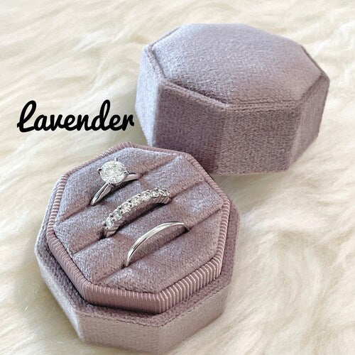 Triple Octagon Velvet Ring Box | Personalized Monogrammed 3-Slot Engagement & Wedding Ring Holder