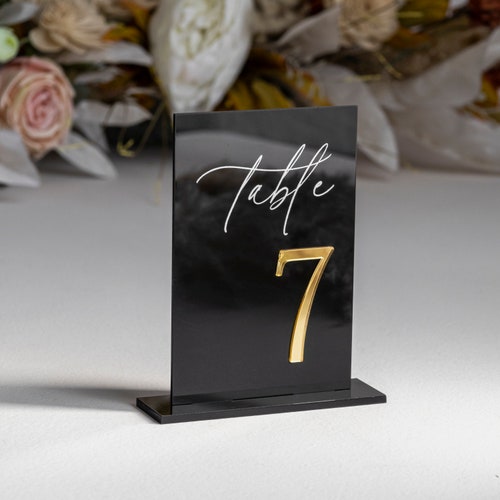 Black Acrylic 3D Wedding Table Numbers – Laser Cut Wedding Signage & Table Decor