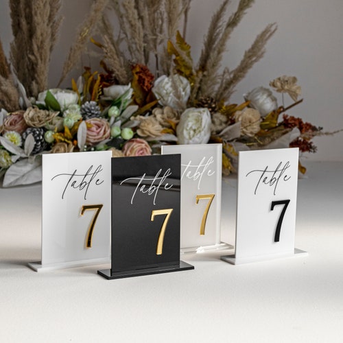 Black Acrylic 3D Wedding Table Numbers – Laser Cut Wedding Signage & Table Decor