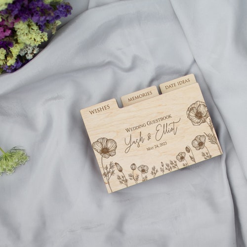Personalized Wooden Wedding Guest Book with Advice Dividers