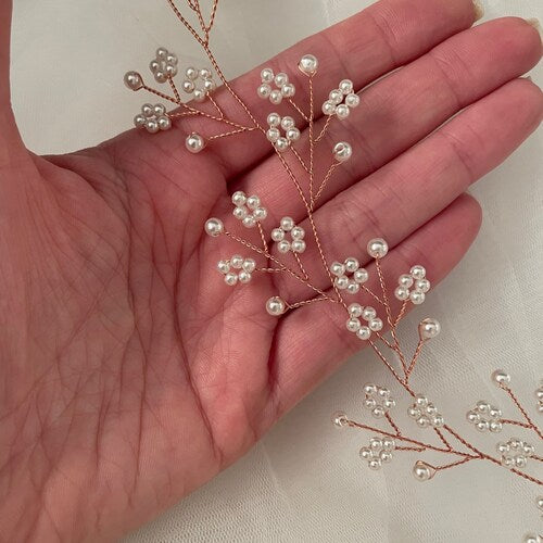 Delicate Crystal Bridal Hair Vine with Babys Breath – Vintage Silver Hair Piece