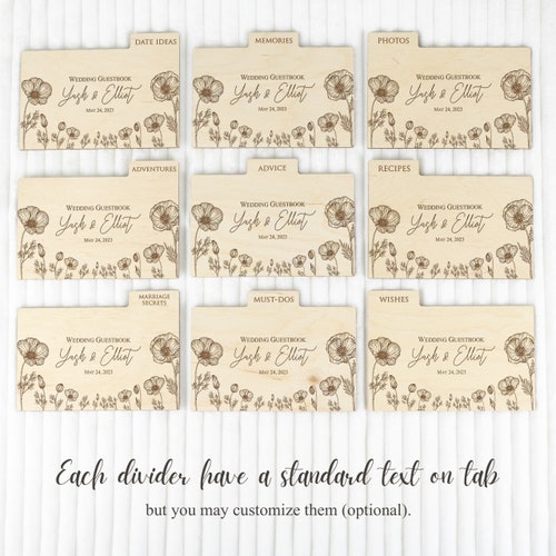 Personalized Wooden Wedding Guest Book with Advice Dividers