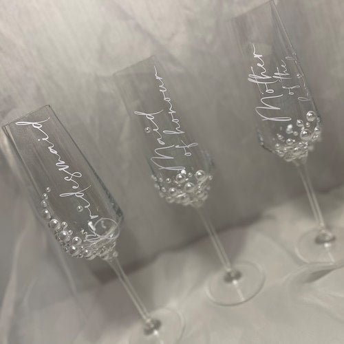 Personalized Pearl Crystal Champagne Flute