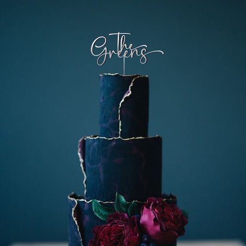 Personalized Wooden Wedding Cake Topper – Mr & Mrs with Last Name and Wedding Date