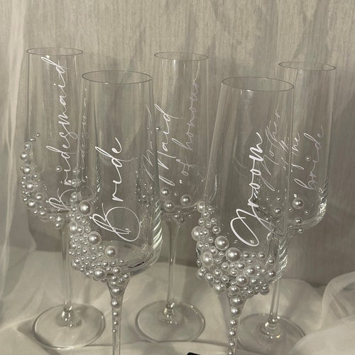 Personalized Pearl Crystal Champagne Flute