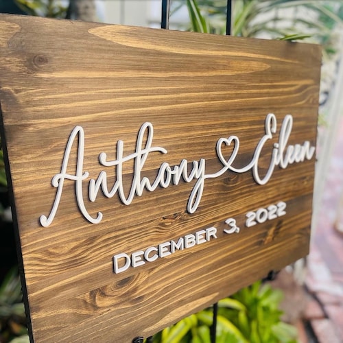 Personalized 3D Wedding Welcome Sign – Custom Wood Wedding Sign for Entrance