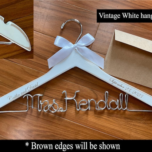Personalized Wedding Dress Hanger with Silver Wire Name