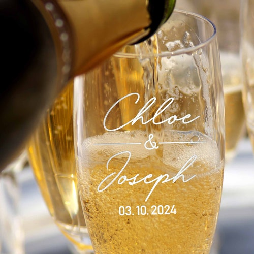 Personalized Wedding Champagne Flutes – Set of 2