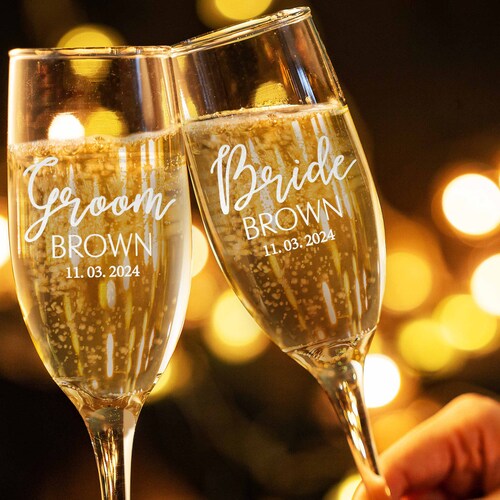 Personalized Wedding Champagne Flutes – Set of 2