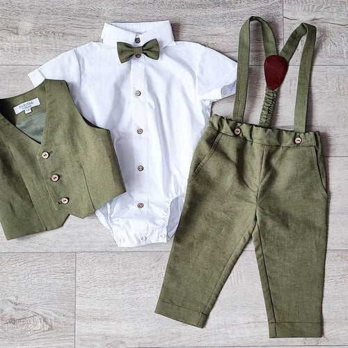 Baby Boy Olive Green Suit Set