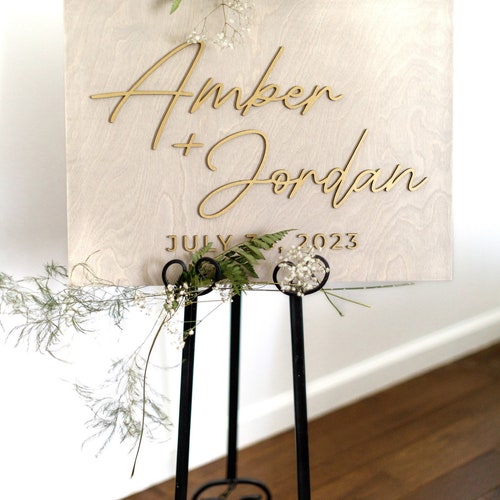 3D Gold Wooden Wedding Welcome Sign