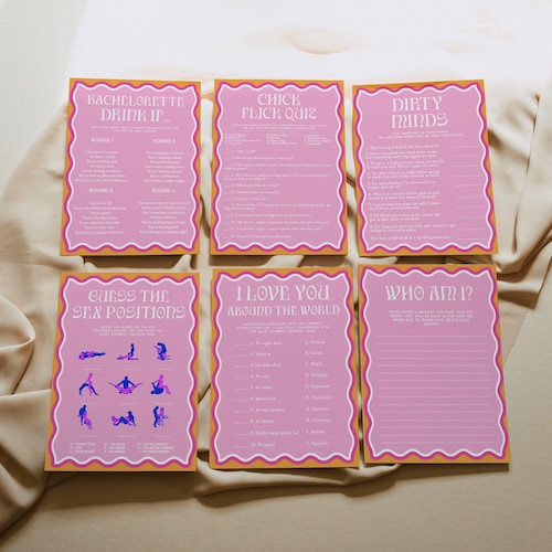Pink Modern Bachelorette Party Games Bundle – 100 Editable Games