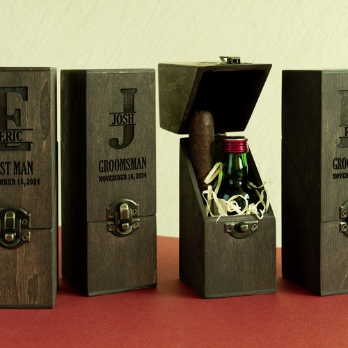 Personalized Wooden Mini Alcohol Box for Groomsmen Gifts