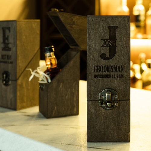 Personalized Wooden Mini Alcohol Box for Groomsmen Gifts