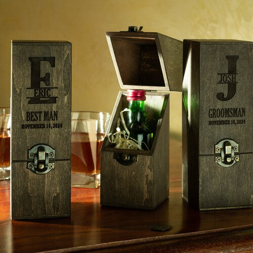 Personalized Wooden Mini Alcohol Box for Groomsmen Gifts