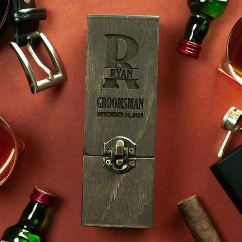 Personalized Wooden Mini Alcohol Box for Groomsmen Gifts