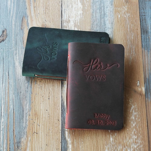 Personalized Leather Wedding Vow Book