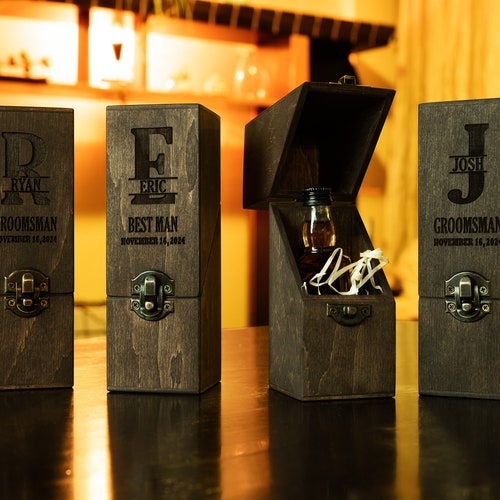 Personalized Wooden Mini Alcohol Box for Groomsmen Gifts