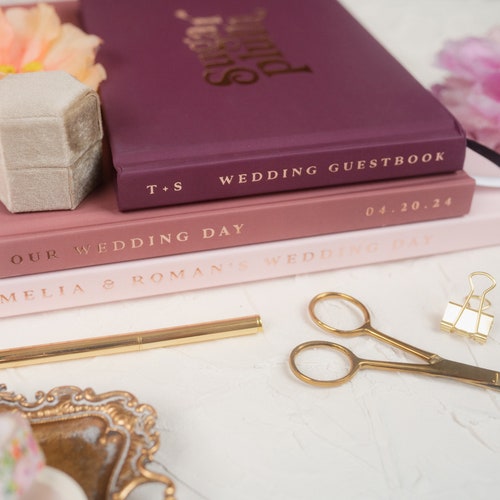 Elegant Wedding Guest Book with Ornate Crest Design