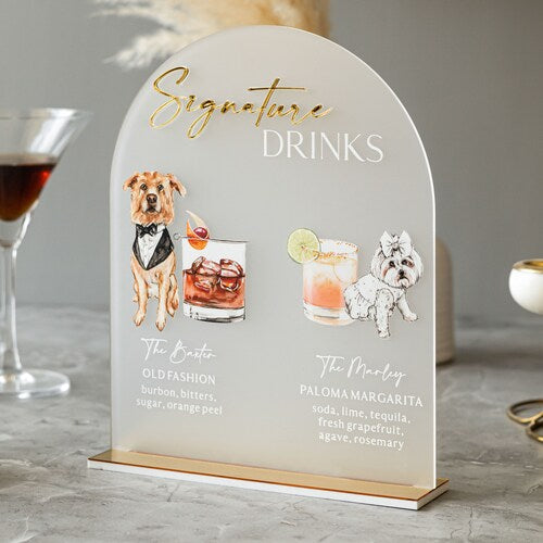 Pet Signature Drinks Wedding Bar Sign