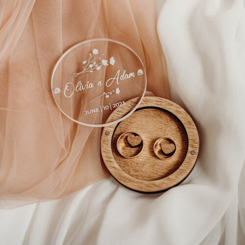 Personalized Ring Bearer Box with Glass Cover | Custom Wedding Ring Box | Rustic Engagement Ring Box