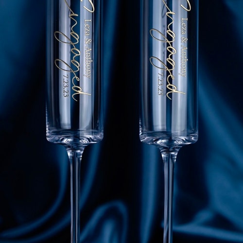 Engaged Modern Toasting Flutes – Personalized Gift
