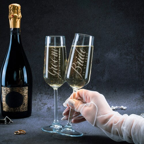 Engraved Wedding Champagne Flutes