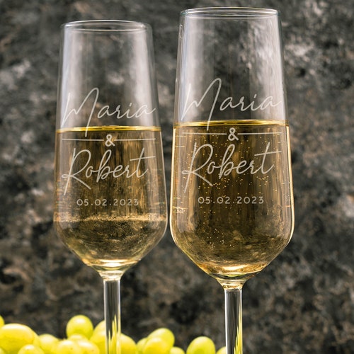 Engraved Wedding Champagne Flutes