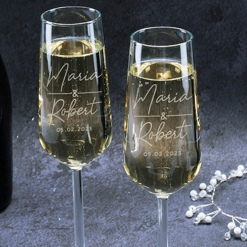 Engraved Wedding Champagne Flutes