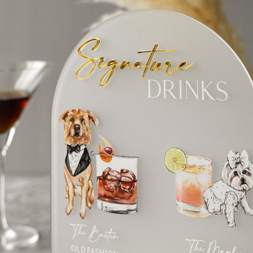 Pet Signature Drinks Wedding Bar Sign