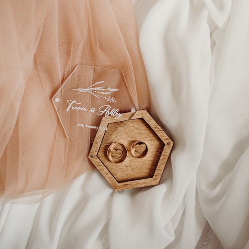 Personalized Ring Bearer Box with Glass Cover | Custom Wedding Ring Box | Rustic Engagement Ring Box